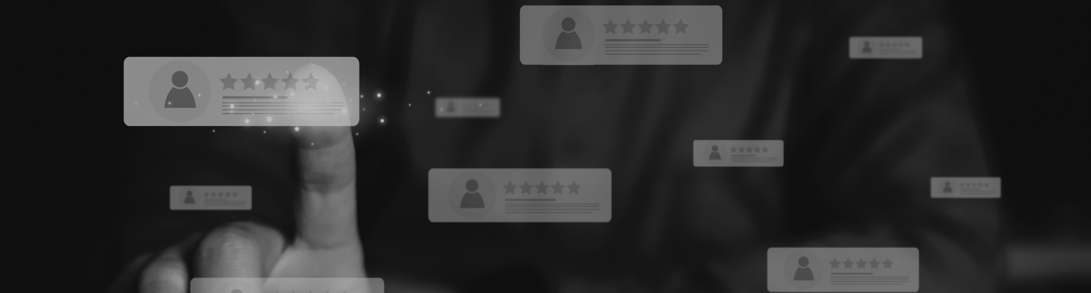 Image showing a close up of someone pointing to testimonials