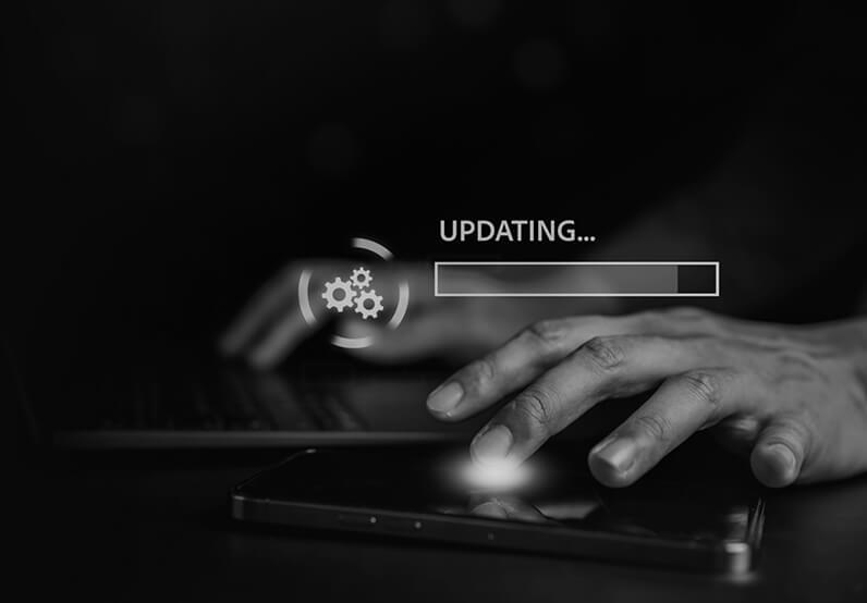 Image showing a close up of someone typing with a progress bar